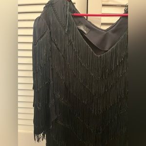Plus Size Black Fringe Dress